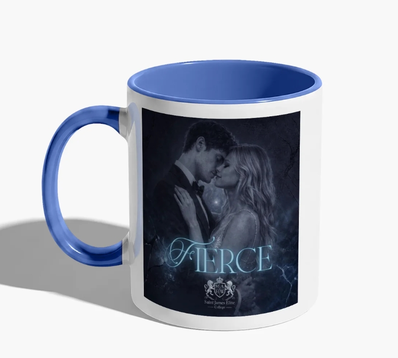 Tazza bicolore bianca e blu Fierce con Aiden e Ily